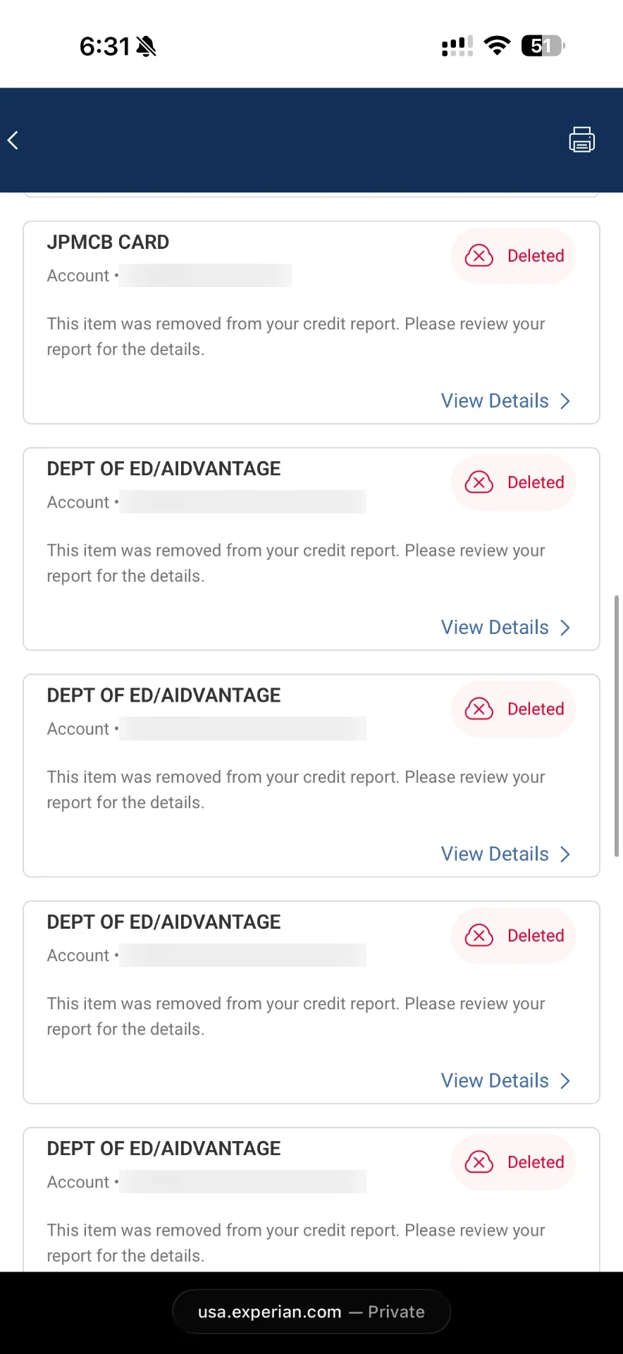 Client credit report proof 6