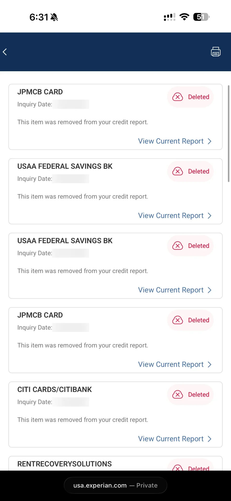 Client credit report proof 5